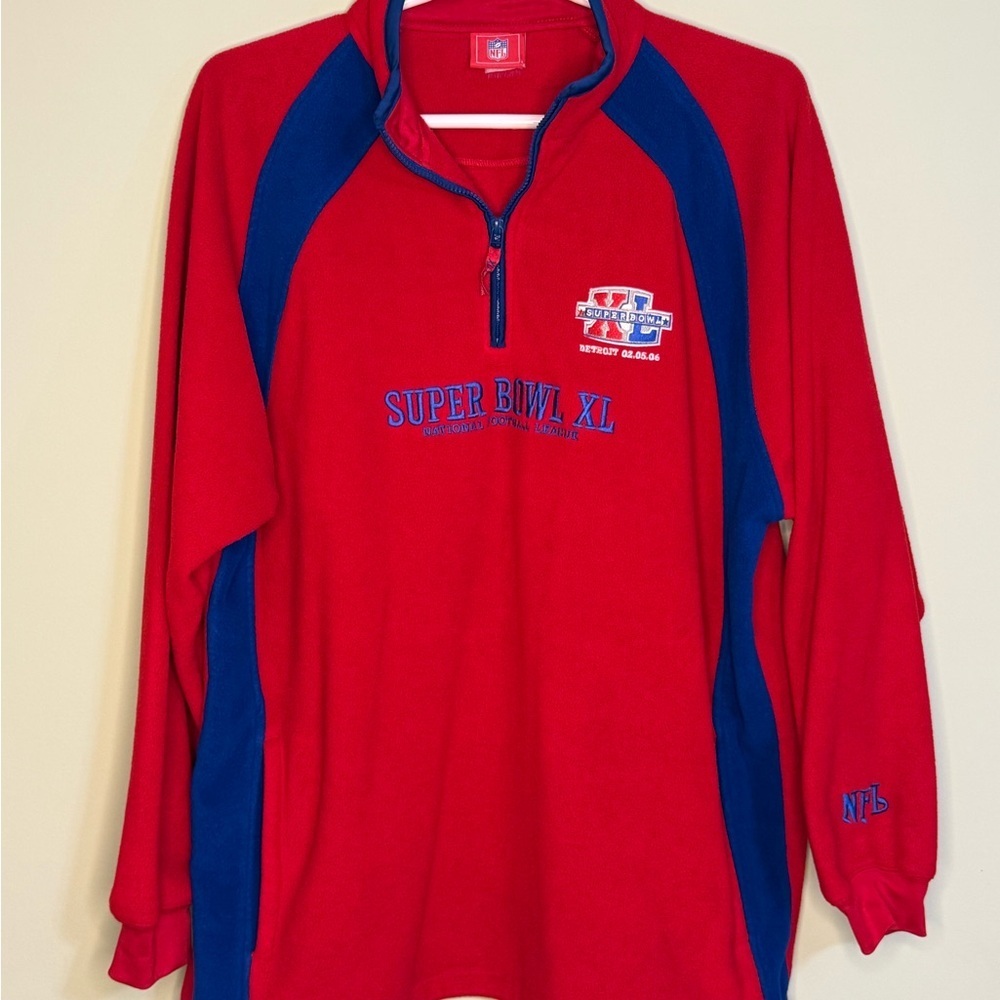 Vintage NFL Super Bowl XL‎ (2006) quarter zip fleece pullover men’s size 3XT red